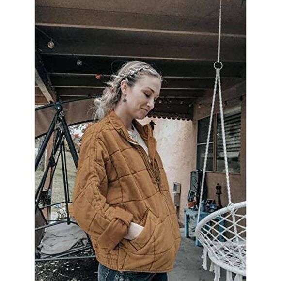 ETCYY Women's Causal Lightweight Quilted Jackets Long Sleeve Oversized Warm Win - Picture 3 of 15